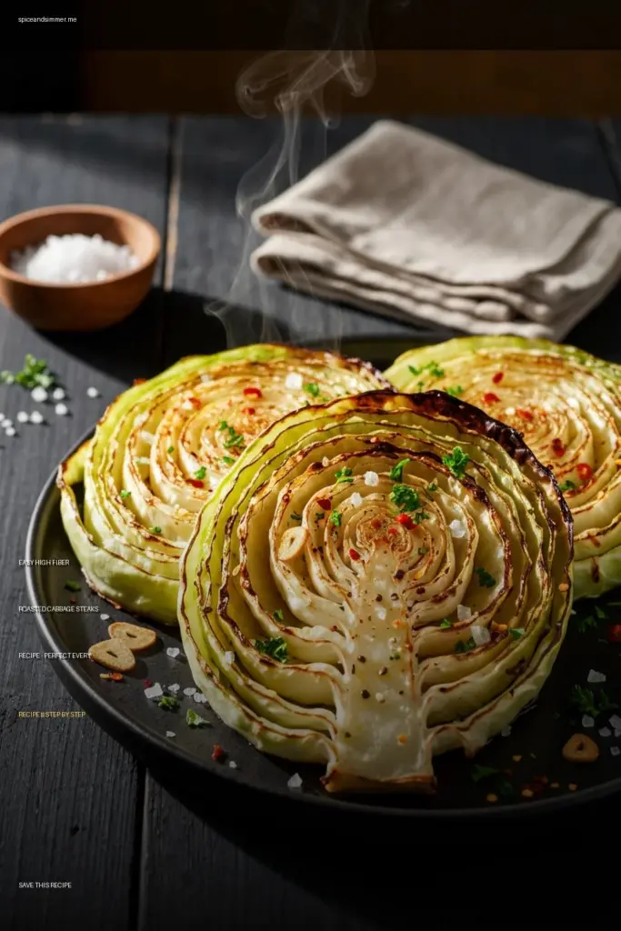 Tasty Easy High Fiber Roasted Cabbage Steaks Recipe served on a plate