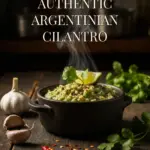 Fresh Best Authentic Argentinian Cilantro Chimichurri Sauce Recipe Garlic served on a plate