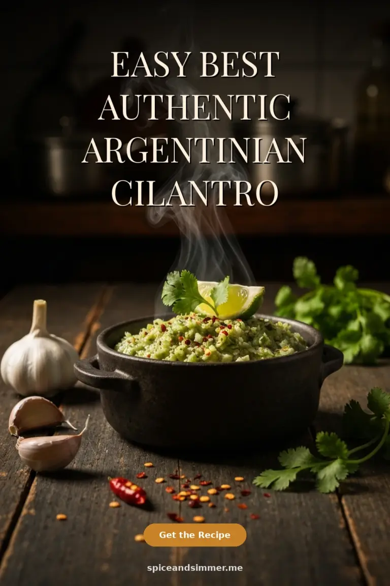 Fresh Best Authentic Argentinian Cilantro Chimichurri Sauce Recipe Garlic served on a plate
