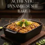 Creamy and tasty Best Authentic Dynamic Sushi Bake Recipe Crab Meat Seaweed served on a plate with roasted seaweed snacks.